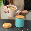Ceramic Sealed Jar Combination Porcelain Lid Wooden Lid Kitchen Coffee Coarse Grain Biscuit Snack Storage Jar Spice Jar Wholesale