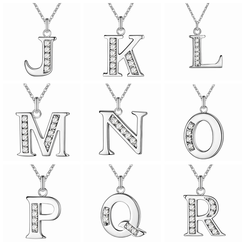 Spot wholesale silver plated accessories 26 English letter necklace popular creative A- Z letter jewelry