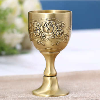 Large Metal European Style Antique Bronze Liquor Glass Creative Personalized Liquor Home Russian Goblet Small Wine Glass