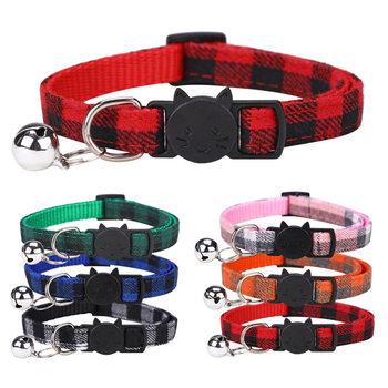 2020 British Plaid Pet Cat Dog Collar Color Plaid Cat with Pet Products Manufacturers in stock Bell Collar