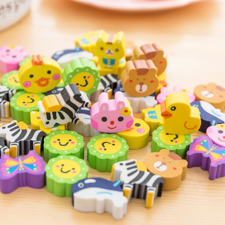 Creative Cartoon Eraser Animal Eraser Primary School Students Rubber Head Children Learning Stationery Set Gift