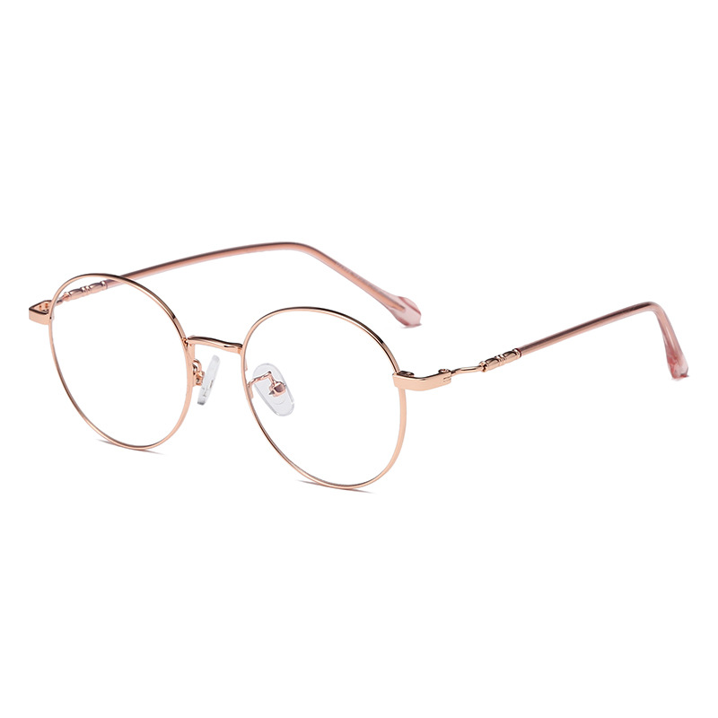 2021 Men's and Women's Artistic Internet Celebrity Round Frame Metal Glasses Frame Decorative Flat Glasses Can Match Myopia Glasses D2999