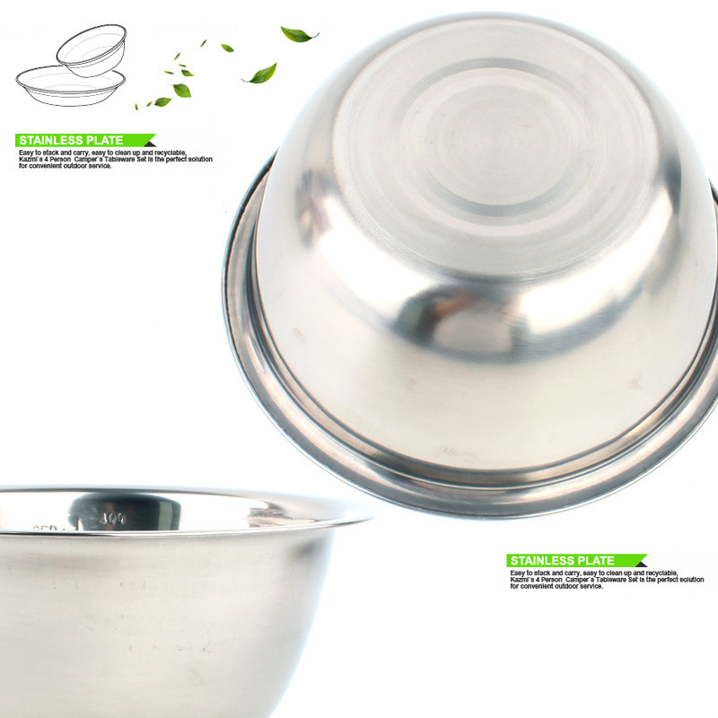 Picnic Barbecue Stainless Steel Bowl 5-Piece Set Bowl Large Soup Bowl Rice Bowl Outdoor Household Kitchen Cookware Camping Portable