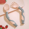 Suction Cup Twisting Spoon Children's Fork Spoon Baby Spoon Tableware Baby Licking Spoon Complementary Food Training Spoon Food Grade