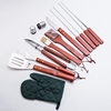 Factory Direct stainless steel BBQ grill wooden handle 13 pieces cloth bag grill suit outdoor barbecue tools supplies