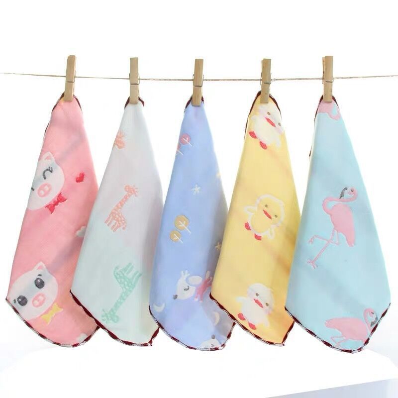 Cotton square six-layer small towel thickened small square 6-layer handkerchief kindergarten handkerchief gauze saliva towel wholesale