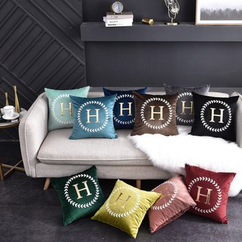 Light luxury pillow embroidered letter cushion American European style sofa cushion bedside cushion factory direct delivery one piece