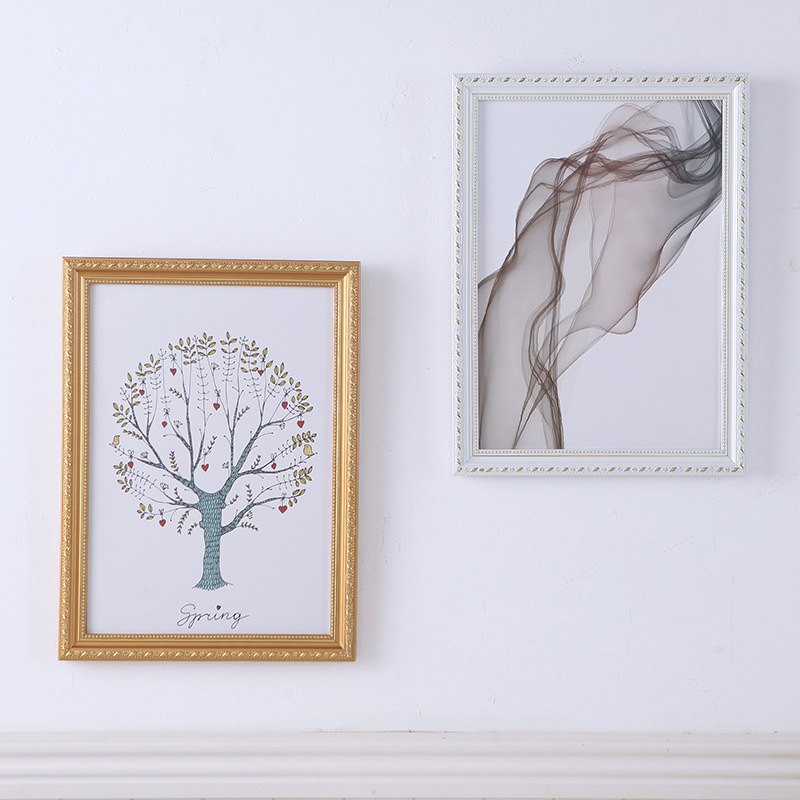 Three-Dimensional Carved Solid Wood Photo Frame European-Style Wooden Wall-Mounted Photo Frame 4-Open 8-Open A4 Embossed Photo Decorative Frame Picture Frame