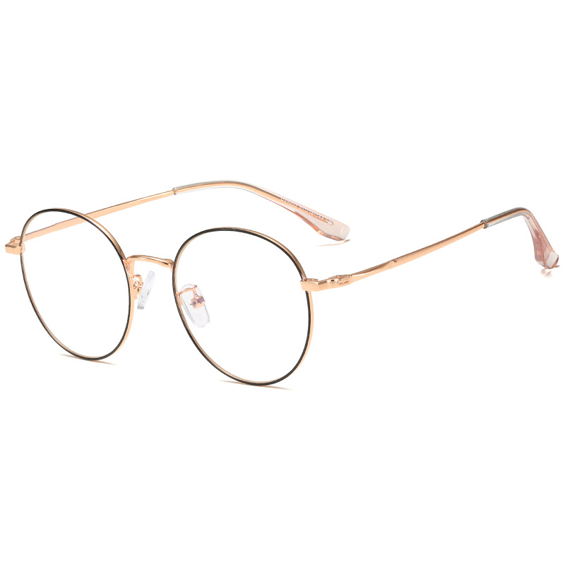 Artistic Retro Round Frame Metal Glasses Frame Men's Trendy Women's Internet Celebrity Ultra Light Flat Light Mirror with Myopia D29203