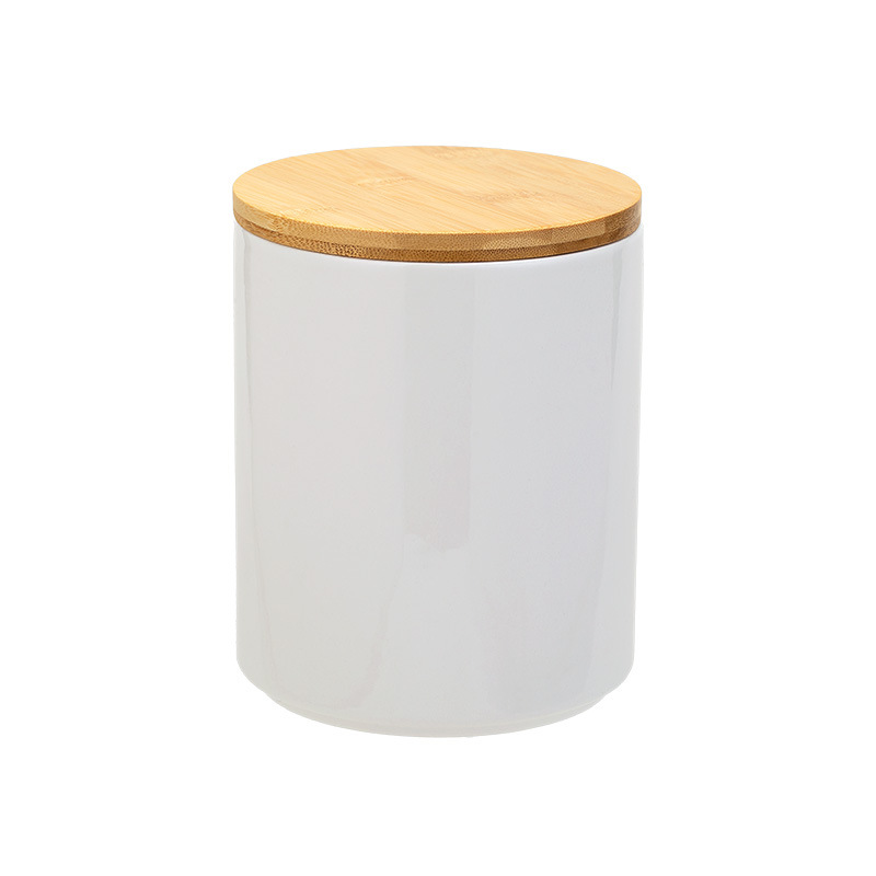 Ceramic Sealed Jar Combination Porcelain Lid Wooden Lid Kitchen Coffee Coarse Grain Biscuit Snack Storage Jar Spice Jar Wholesale