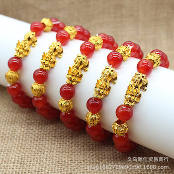 Imitation agate crystal bracelet women's gold beads brave hand string shop travel commemorative jewelry drainage small gifts wholesale