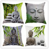 Hot sale Buddha statue bamboo linen single-sided home decoration sofa car seat decorative cushion pillow cover without pillow core
