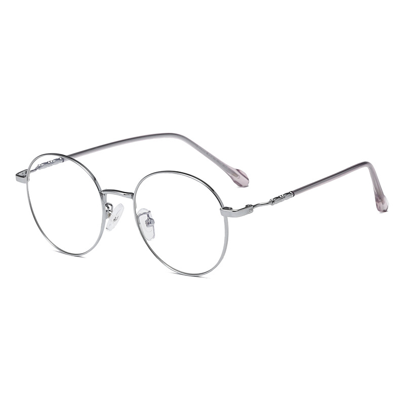 2021 Men's and Women's Artistic Internet Celebrity Round Frame Metal Glasses Frame Decorative Flat Glasses Can Match Myopia Glasses D2999