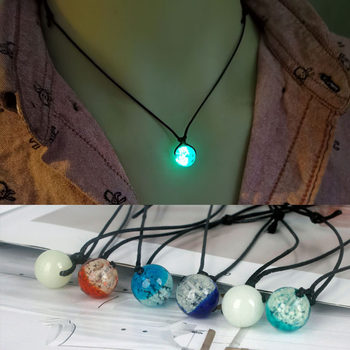 Cross-border Explosions Accessories Luminous Double-sided Glass Ball Solar System Cosmic Star Necklace European and American Luminous Necklace