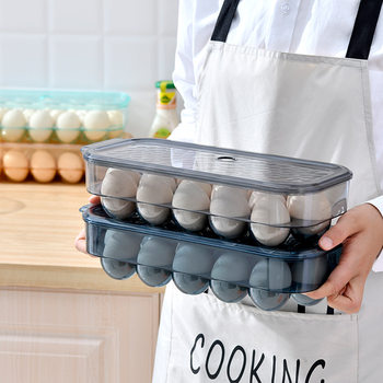 Transparent Fresh-keeping Egg Box Refrigerator Fresh-keeping Storage Box 16-compartment Air-out Egg Box with Lid