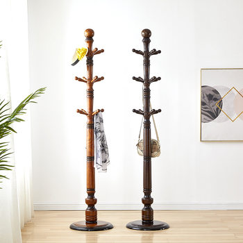 Shengtian solid wood coat rack floor white wax hanger living room bedroom creative household hanger wholesale delivery