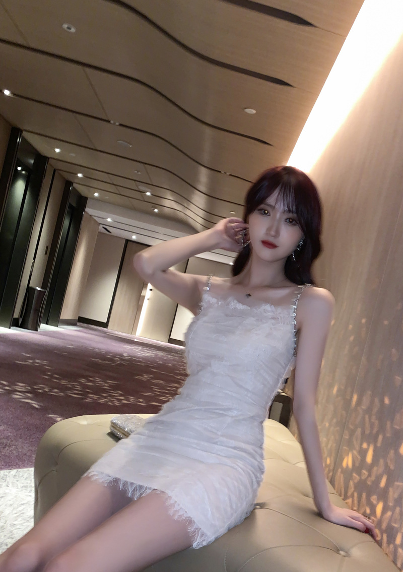Đầm ren ôm body nữ dáng ngắn gợi cảm — [Trắng], [Đen] chi tiết 21