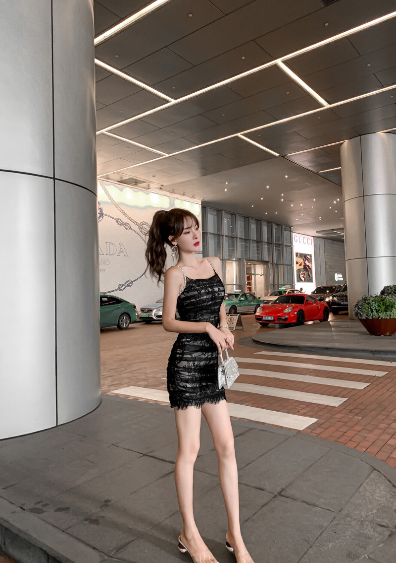 Đầm ren ôm body nữ dáng ngắn gợi cảm — [Trắng], [Đen] chi tiết 40