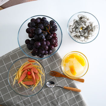 Transparent glass bowl large microwave oven special heat-resistant high temperature household eating bowl explosion-proof egg beating and basin