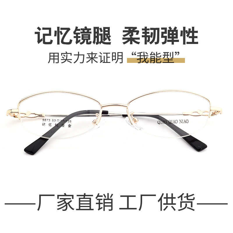 Factory direct supply memory titanium alloy glasses frame craft leg metal memory glasses frame retro alloy frame 9873