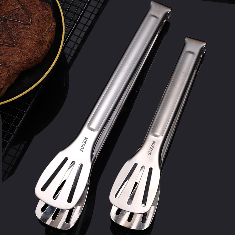 Thickened three-line 9-inch food clip 304 stainless steel barbecue bread clip steak clip cake clip wholesale hotel supplies