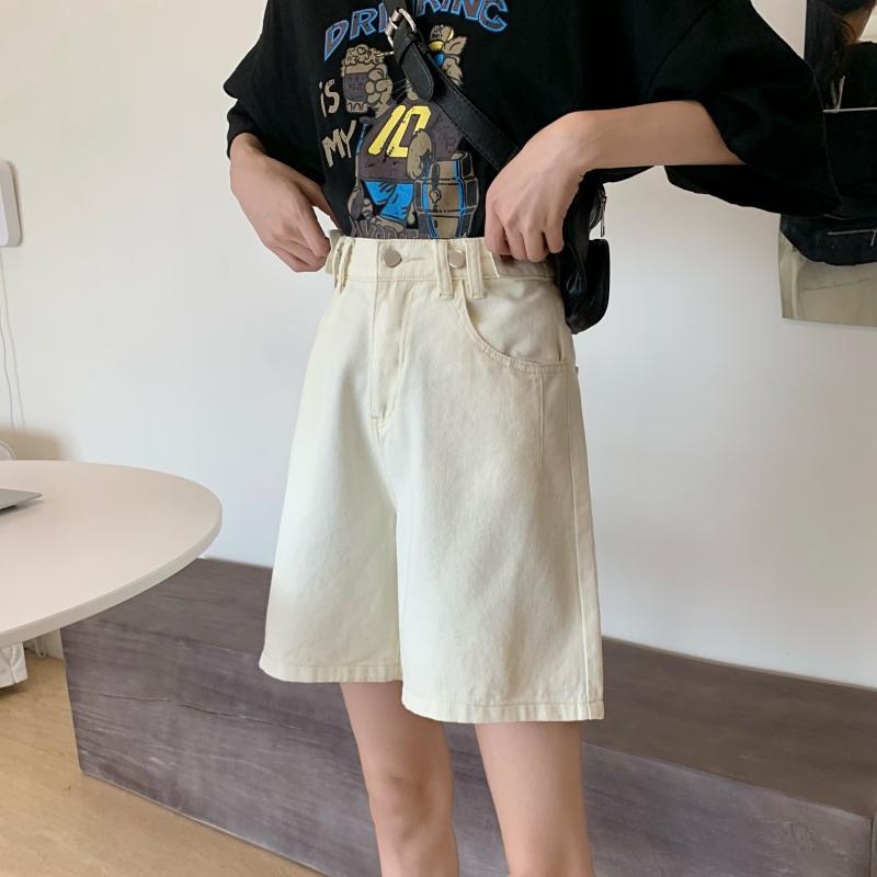 High Waisted Denim Shorts for Women Loose Fit Straight Leg Korean Style Summer Casual Wear Wholesale Available