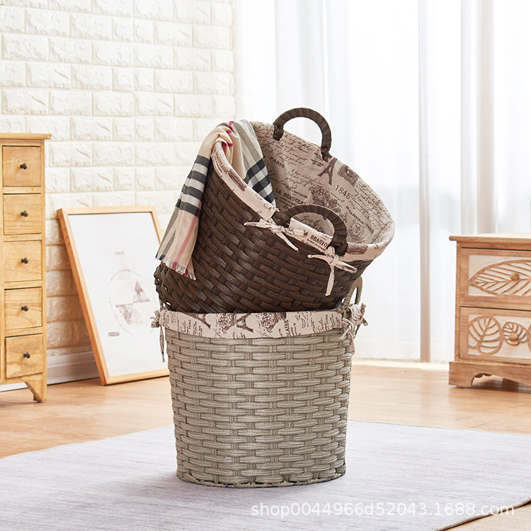 Dirty Clothes Storage Basket Rattan Household Dirty Clothes Basket Laundry Basket Sundries Toy Storage Basket Simple Pastoral Storage Basket