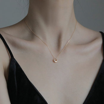 925 sterling silver new geometric circle necklace women's ins simple clavicle chain temperament niche design cold style