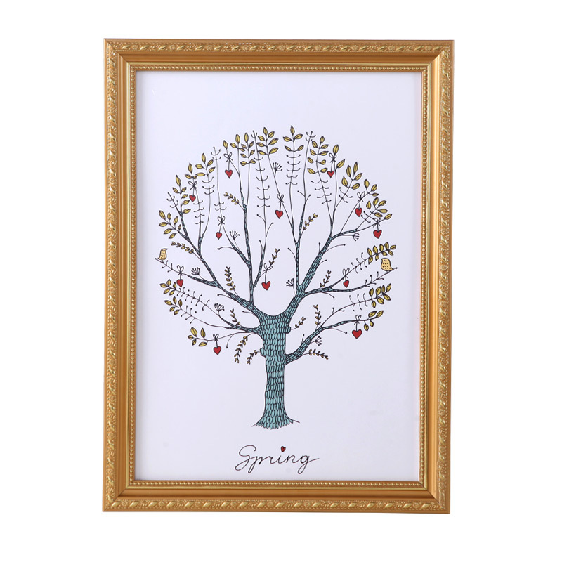 Three-Dimensional Carved Solid Wood Photo Frame European-Style Wooden Wall-Mounted Photo Frame 4-Open 8-Open A4 Embossed Photo Decorative Frame Picture Frame