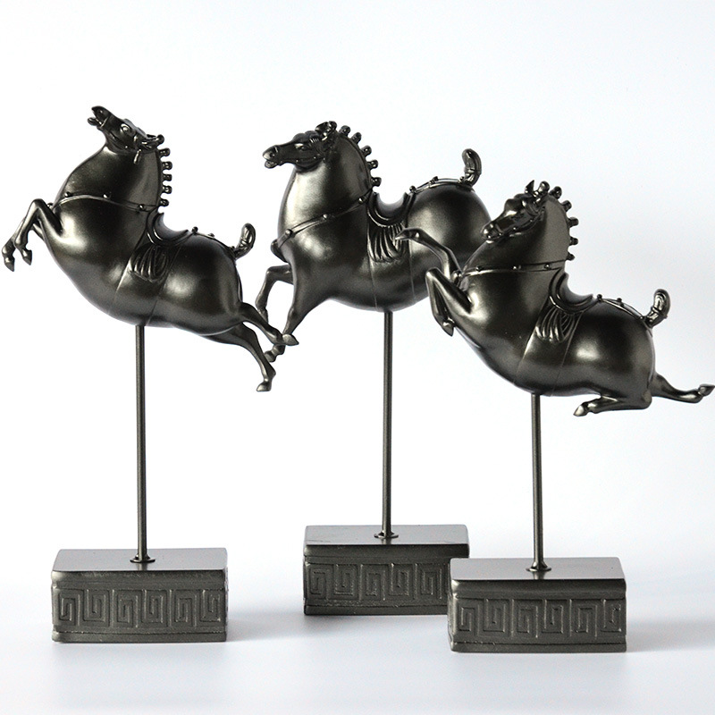家具软装树脂工艺品马 室内家居设计配件客厅摆件仿古奔马定制