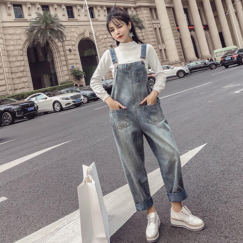 Plus Size Womens Denim Overalls Loose Fit Korean Style Flattering Design Casual Wear for Students OEM Available