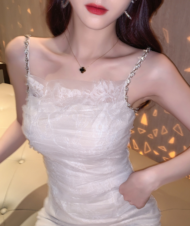 Đầm ren ôm body nữ dáng ngắn gợi cảm — [Trắng], [Đen] chi tiết 42