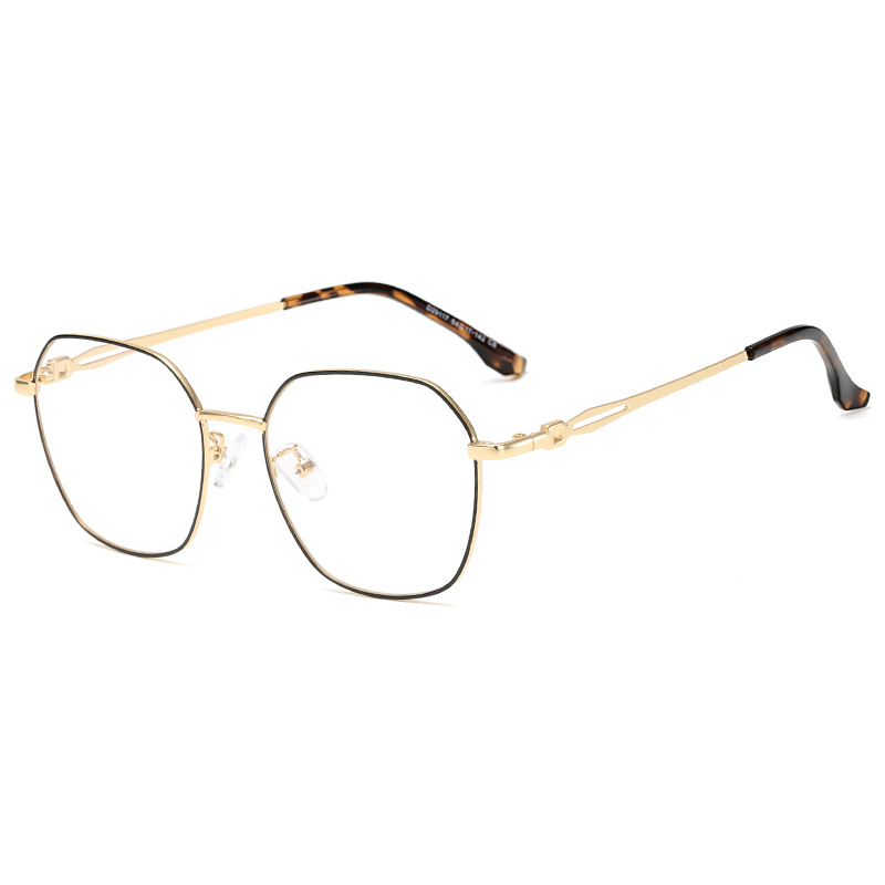 Fashion irregular metal glasses frame hollow mirror legs for men and women with decorative mirror myopic flat mirror D29117