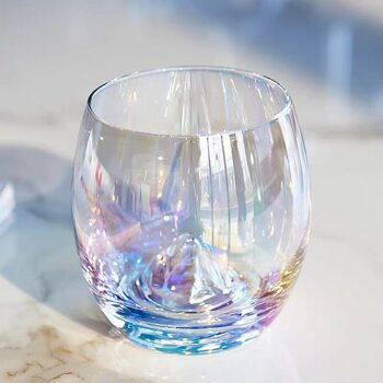 Artificial Blown Round Belly Iceberg Cup Colorful Glass Short Mouth Hill Cup Crystal Whiskey Wine Glass