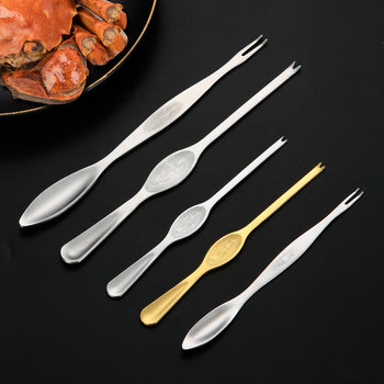 304 Stainless Steel Crab Needle Crab Eating Tool Crab Fork Hairy Crab Needle Picking Crab Meat Tool Crayfish Picking Meat Spoon