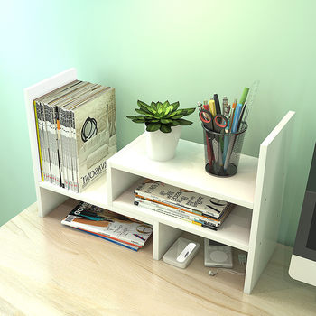 Simple Table Small Bookshelf Storage Rack Telescopic Shelf Computer Table Small Bookcase Desktop Small Storage Rack