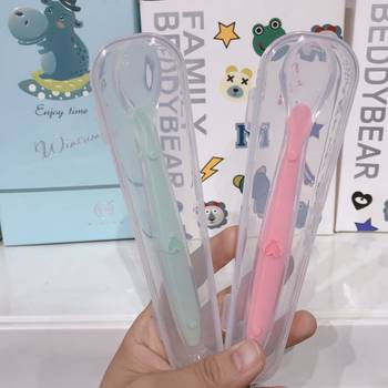 Baby Full Silicone Soft Spoon Newborn Water Feeding Breastfeeding Spoon Anti-Collision Mouth Baby Silicone Spoon with Suction Cup