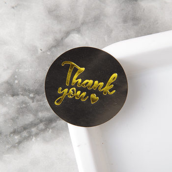 Black background gilding word love Thank you sealing stickers decorative stickers adhesive baking stickers sealing stickers