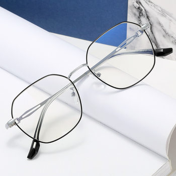 Fashion irregular metal glasses frame hollow mirror legs for men and women with decorative mirror myopic flat mirror D29117