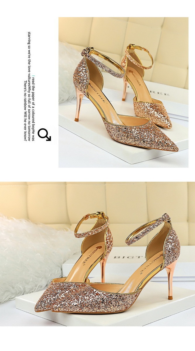 Sandal cao gót nữ mũi nhọn quai ngang đính 片 phối hợp — 283-1 Bạc 9.5CM, 283-1 đen 9.5CM, 283-1 màu Đỏ 9.5CM, 283-A1 Bạc 7.5CM