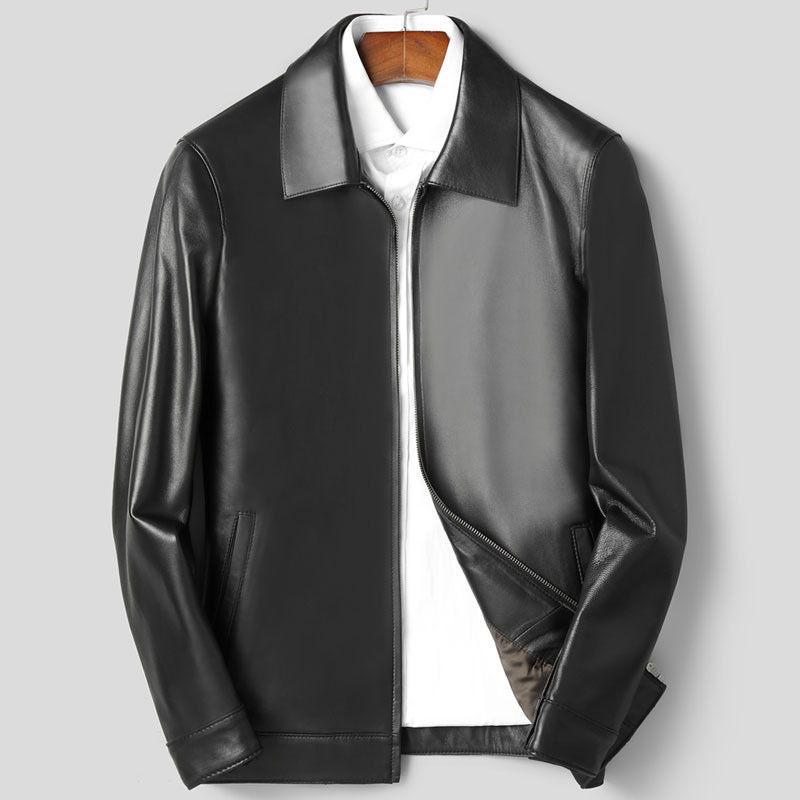 &Aacute;o Kho&aacute;c Da Cừu Nam Trung Ni&ecirc;n Thu Đ&ocirc;ng D&aacute;ng &Ocirc;m M&agrave;u Đen