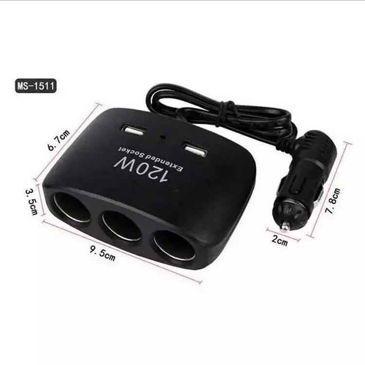 Car cigarette lighter 12-24V plug-in mobile phone charger towing three USB car charging high-power one-three truck