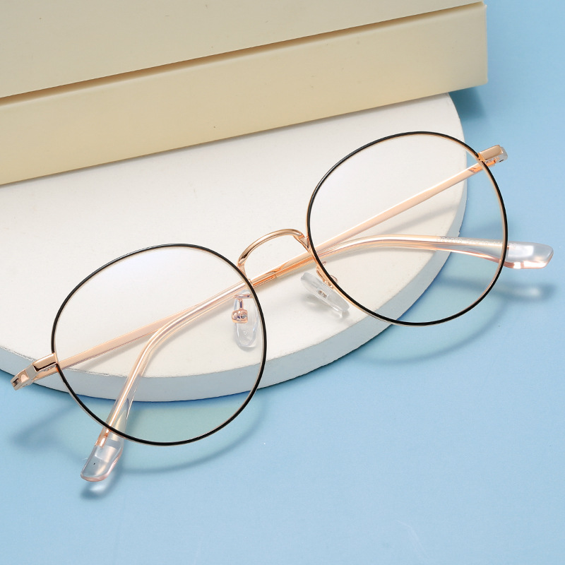 Artistic Retro Round Frame Metal Glasses Frame Men's Trendy Women's Internet Celebrity Ultra Light Flat Light Mirror with Myopia D29203