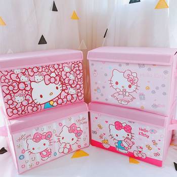 New Cat Pu Leather Flip Desktop Miscellaneous Storage Box Office Bedroom Wardrobe Foldable Storage Box