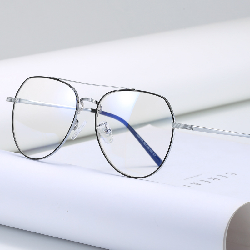 2021 new metal double beam myopia glasses frame toad frame men and women trend ultra light flat mirror wholesale D29173