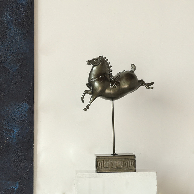 家具软装树脂工艺品马 室内家居设计配件客厅摆件仿古奔马定制