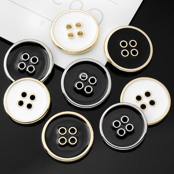 Metal Buttons Four-eye Buttons Gold-edged Black Oil-point Shirt Suit Coat Chanel-style Buttons Round Decorative Buckle