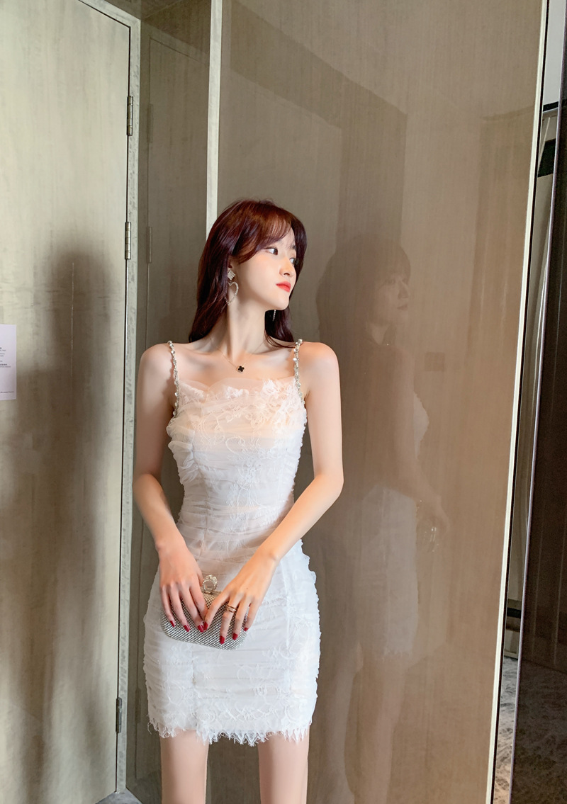 Đầm ren ôm body nữ dáng ngắn gợi cảm — [Trắng], [Đen] chi tiết 14