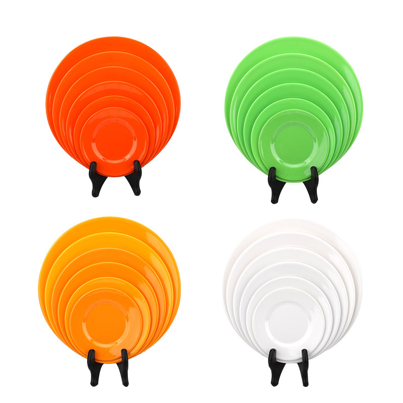 Plastic Plate Round Snack Plate Disc Creative Melamine Tableware Dinner Plate Commercial Dish Dish Dish Dish Bone Dish Household