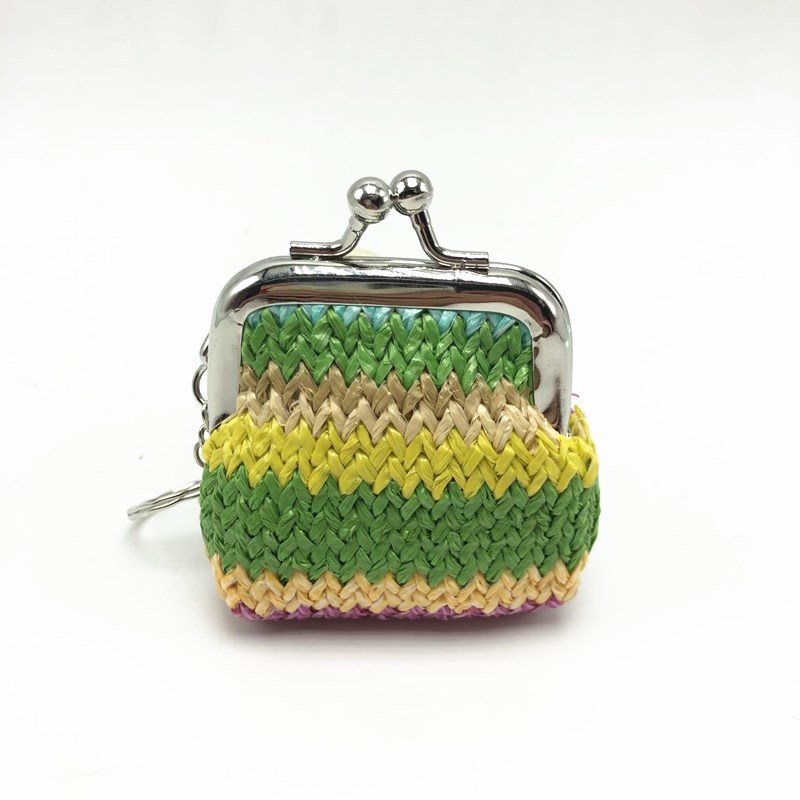 New Straw Material Coin Purse Women's Short Coin Jewelry Keychain Gold Bag Children's Small Gift